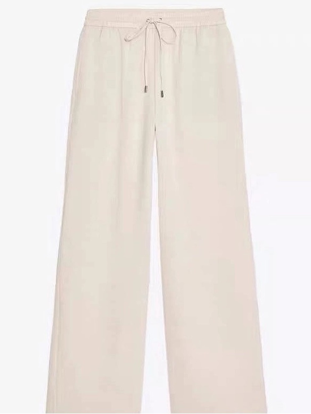 Zara Wide-Leg Drawstring Pants in Light Beige size small